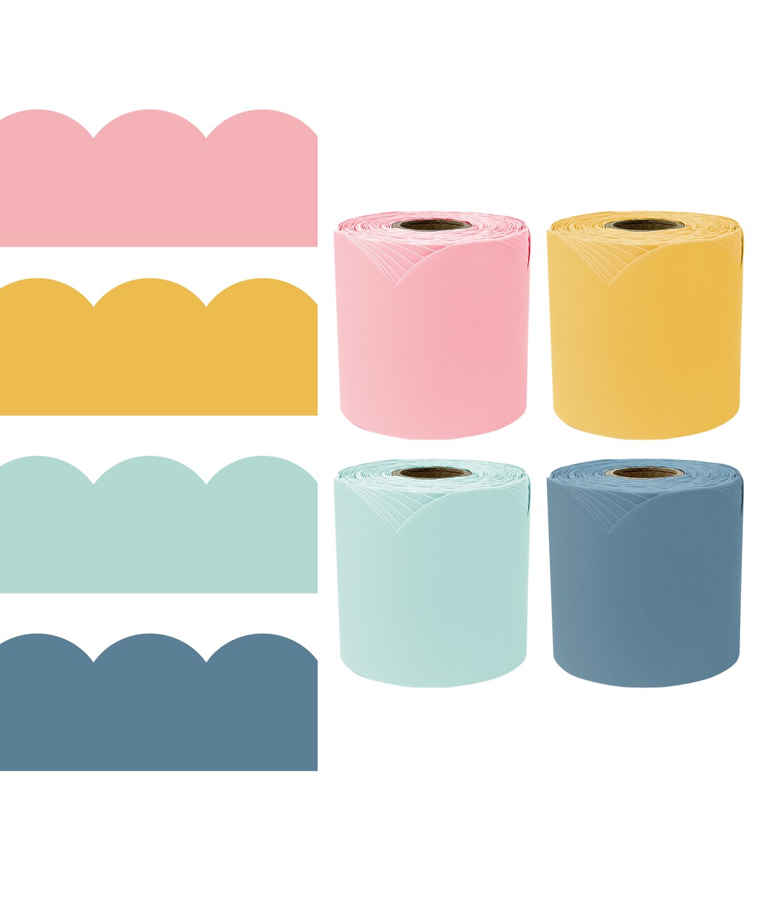 Carson Dellosa Colorful Bulletin Board Borders - 260ft Yellow, Blue, Green, Pink Happy Classroom Décor, Teacher Supply, School, Office Cork or Whiteboard, Wall, Locker, Party Decoration 4 Pack
